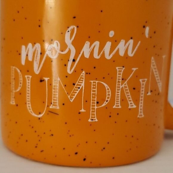 Orange Ceramic Mornin' Pumpkin 15 oz Cup Mug Fall Coffee Tea Hot Cocoa CHOCOLATE - Picture 4 of 12